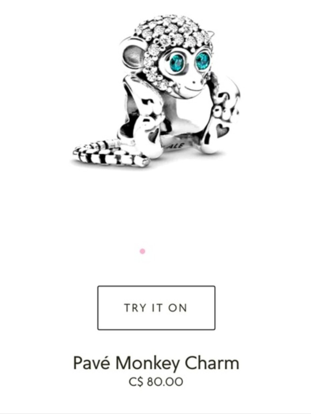 Authentic Pandora Pavé Monkey Charm in Sterling Silver with Blue Eyes 👀